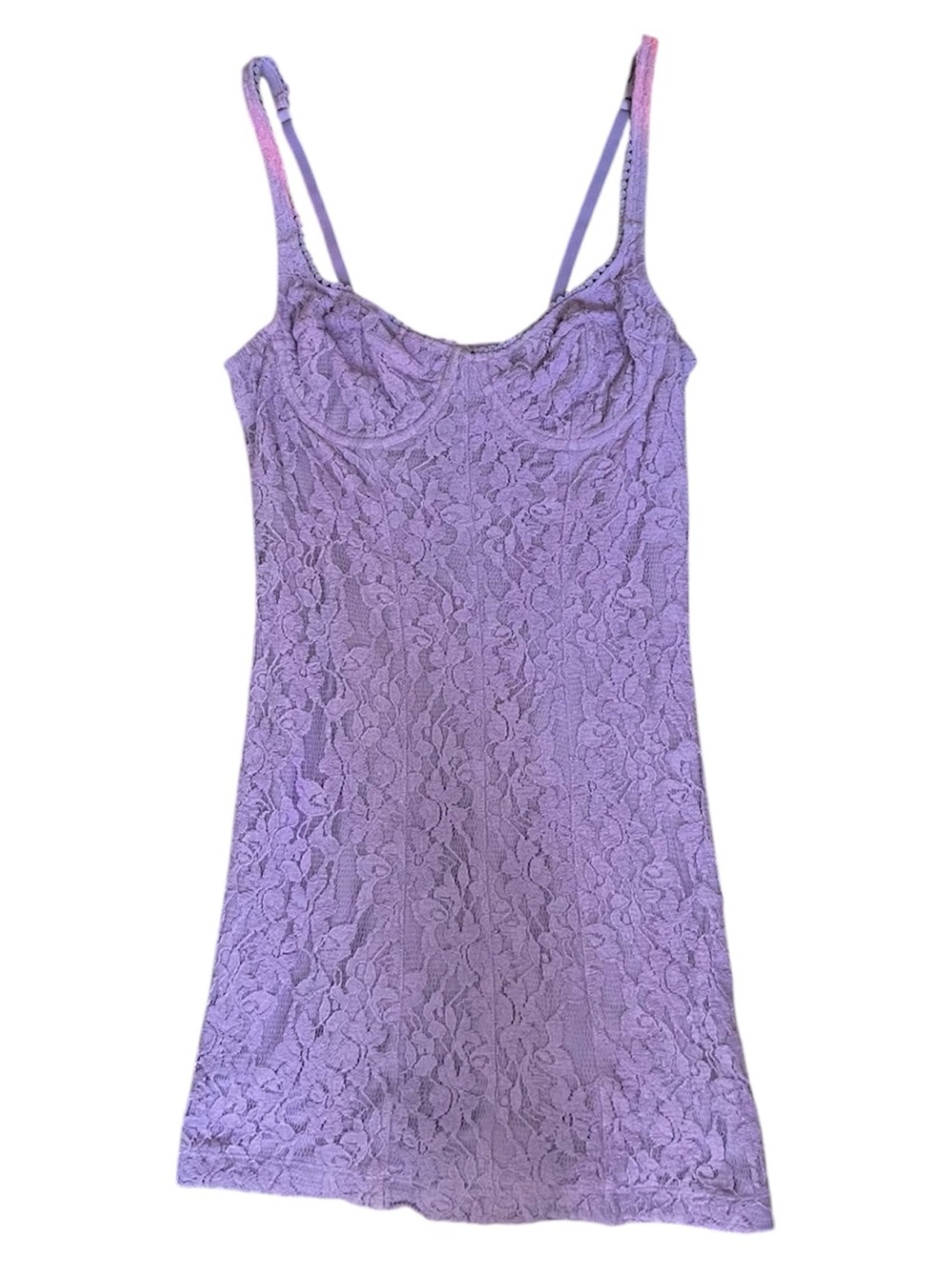 Lavender Purple Floral Lace Corset Slip Dress